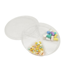 Disposable Fruit Candy Nuts Round 6 Plastic Compartment Tray With Lid